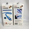 Cable de datos trenzado de un a tres colores en caja con pantalla digital, cable de carga en codo para embalaje, caja blíster, cordón para teléfono móvil, caja de alambre perforado
