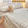 Sábana de Algodón Puro Cepillado Gruesa a Cuadros de Dibujos Animados Pieza Única Otoño Invierno Cálido Todo Algodón Ropa de Cama Infantil Funda de Almohada Individual Juego de Tres Piezas