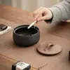 Cinzeiro Criativo Chinês com Tampa, Cinzeiro Retro Anti-Cinzas, Copo Grande para Cigarros de Luxo Acessível de Escritório