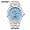 Sanda Export Relógio de Moda Masculino Octogonal Luminoso À Prova D'água Masculino Fundo Transparente Calendário Relógio Mecânico Clássico