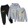 Nuevo traje de suéter para niños transfronterizo, traje de sudadera con capucha de flores popular europeo y americano, top + pantalones deportivos No. 7 Impresión