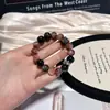 [Flor de Pegamento Rojo] Pulsera de Cristal Pulsera Pulsera Pulsera con Cuentas Pulsera de Cristal Natural para Mujer Sensación de Lujo Ligero y Gama Alta