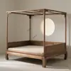 Cama con dosel estilo canción, Cama nido estilo chino nuevo, Cama con dosel doble de madera maciza, Cama con dosel de cuatro postes estilo antiguo Ming y Qing, Cama de dormitorio para casa de huéspedes