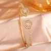 RAKOL Moda Luxo Leve Cobre Incrustado Zircônia Trevo de Quatro Folhas Aberto Ajustável Pulseira Feminina Nicho Toque de Alto Padrão Joia de Mão