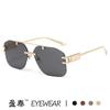 Gafas de Sol Sin Marco de Doble Puente para Hombre 2025 Nuevas Moda Europea y Americana Estilo Callejero Gafas de Sol de Gama Alta Tendencia Gafas Transfronterizas al por Mayor