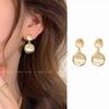 Aretes Avanzados Estilo Pequeño Fragancia Aguja de Plata S925 Retro Doble Redondo Hueco Ojo de Gato Pendientes Pendientes Joyería para la Oreja de Mujer