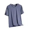 Fabricante Directo Camiseta de Seda Helada de Verano para Hombre Cuello Redondo Secado Rápido Manga Corta Delgada Transpirable Top de Media Manga Tendencia Deportiva para Hombre