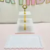 Arranjo de Aniversário Decorações de Mesa de Sobremesas Prateleira de Exibição de Casamento Europeu Mesa de Frutas Bandeja de Plástico para Bolo Suporte para Lanches