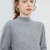 Suéter de Lana 100% Merino Australiano de Primera Línea Listo para Usar para Mujer, Tejido de Cuello Medio Alto, Capa Base de Color Sólido, Suéter Fino de Lana