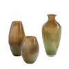 Nueva Botella de Vidrio Creativa Hecha a Mano Estilo Chino Boca Pequeña Patrón Degradado Flor Mesa de Comedor Entrada Campana para el Hogar Caballo Borracho Jarrón de Madera