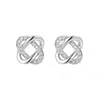 Pendientes de plata pura S999 Yun Xiaoshu con nudo concéntrico incrustado de diamantes, simples y versátiles para el uso diario, suministro directo de la fábrica de origen