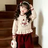 Suéter de Lã Cartoon Peça Única para Meninas Outono e Inverno 2026 Novo Estilo Roupa de Inverno Grossa e Quente para Bebê Tricô Casual