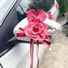 Decoración de coche de boda con flores de simulación de rosa, decoración principal y auxiliar para coche de boda, espejo retrovisor con flores, flotador de cabeza, flotador de coche, traje de flota