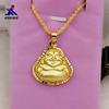 Colgante de Buda Maitreya de latón chapado en oro con forma de gran barriga, chapado al vacío, primera joyería de oro de imitación, colgante para mujer