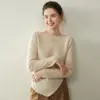 Suéter Interior Otoño e Invierno Cuello Redondo Color Sólido Jersey Suéter de Cachemira Camiseta de Punto Base Top de Cintura Manga Larga para Mujer Grueso