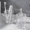 Botella de Loción con Onda de Agua Dispensador de Gel Antibacterial Tipo Push + Portacepillos de Dientes Transparente Botella Espumosa para Limpiador Facial Botella Dispensadora para Baño