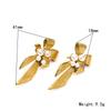 Nuevos pendientes de acero inoxidable de titanio con lazo de perla de lujo, elegantes y ligeros, de estilo francés, para mujer, en oro de 18 quilates, estilo vintage.