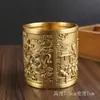 Porta-canetas de latão, decoração de mesa de escritório, oito imortais do outro lado do mar, ameixa, orquídea, bambu, crisântemo, artesanato decorativo de metal, atacado