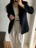 Ropa de mujer coreana estilo ins blazer profesional de cuello en V de un solo botón para mujer, otoño simple y moderno top de color liso