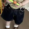 Conjunto de verano para niño: chal a rayas, camiseta de algodón puro para bebé, conjunto de dos piezas de overol corto de mezclilla estilo coreano, moderno