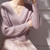 Vestido pequeno leve de alta qualidade estilo sal, suéter roxo de alta qualidade estilo socialite, saia de terno de duas peças, outono e inverno feminino