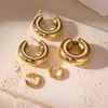 Joyería Popular de Venta Cruzada Aretes de Aro Lisos en Forma de C, Cuff para Oreja, Set de Aretes, Simple, Sensación de Alta Gama, Arete Dorado, 5 Piezas, para Mujer