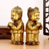 Adornos de Escritorio Niño y Niña de Latón, Muebles para el Hogar, Decoraciones Prácticas para la Sala de Estar, Artesanías de Metal, Niño Dorado y Niña de Jade