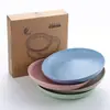 Conjunto portátil de louça de trigo com três peças conjunto de louça de palha de trigo Tigela Copo prato prato hashi garfo hashi trigo conjunto de seis peças