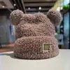 Gorro de Felpa de Moda Nuevo para Mujer Versión Coreana Orejas de Oso Gorro Cálido Holgado Moda Adelgazante Gorro Pulóver