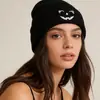 Nuevo Gorro de Punto Bordado de Calabaza Sonriente de Halloween Europeo y Americano para Hombres y Mujeres, Gorro de Lana de Estudiante para Otoño e Invierno