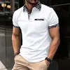 Nova camiseta polo casual masculina transfronteiriça da Amazon, bolso no peito, gola, manga curta, combinação de cores, top T-shirt versátil