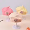 Touca de Bebê Outono e Inverno Feminina Bebê Flor Fofa Boina Chapéu de Lã Infantil Meninas Chapéu de Painter Tricotado Moderno