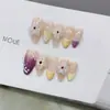 Nai Zi Unhas Usáveis Puramente Feitas à Mão Novo Modelo Outono/Inverno B069 Esculpido Pintado à Mão Estilo Francês Modelo de Exportação Adesivos de Unha Elegantes