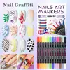 Venta Caliente Transfronteriza Punta de Aguja de 0.5 mm Pluma para Uñas Pizarra de Graffiti 24 Colores Impermeable Secado Rápido Marcador Acrílico para Uñas Uñas