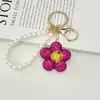 Chaveiro de Girassol com Strass Mais Vendido Transfronteiriço Criativo Toque de Alto Padrão Corrente de Pérola Flor de Strass Completa Pingente de Bolsa Decoração