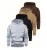 Conjunto de sudadera con capucha y pantalón de chándal de 3 piezas para hombre, adecuado para las temporadas de primavera y otoño, incluyendo sudaderas tipo pullover de color liso.