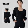 Cubierta Deportiva de Estilo Perezoso para Mujer, Top Largo Holgado de Cuello Redondo para Yoga que Cubre los Glúteos, Corte Ajustado, Adelgazante, Ropa de Fitness de Manga Larga
