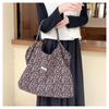 Bolso de Hombro con Cordón de Pana con Estampado de Leopardo Retro Coreano Moda Gran Capacidad Bolso Sobaco Bolso de Mano Casual Versátil Bolso Tote