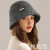 Nuevo Sombrero de Pescador de Lana de Temporada Moda Femenina Versátil de Gama Alta Sombrero Cubo Mostrando Rostro Pequeño Cálido Sombrero Cubo