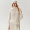 Colección nueva de punto otoño/invierno, prêt-à-porter de alta gama, suéter sin costuras 100% cachemir con cuello semi-alto y detalles de punto con patrón de piña