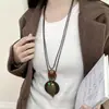 Collar Estilo Étnico Bohemio, Collar de Diseño de Nicho Estilo Étnico Retro, Cadena para Suéter de Hojas con Perlas de Alta Gama