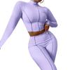 Traje Feminino Moda Nova Primavera 2025 Cross-Border Preto Design de Usar ao Contrário Cintura Alta Slim Cor Lisa Conjunto de Duas Peças