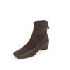 Botas Estilo Ballet Francés Punta Cuadrada Estampado de Elefante Piel de Oveja de Primera Capa Correa Cruzada Delgadas 2025 Aumento Interno de Altura Tacón Medio Botines de Piel Genuina