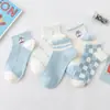 Calcetines de barco para mujer Verano Delgados Lindos Oso de Dibujos Animados Calcetines Cortos ins de Moda Boca Baja Calcetines de Algodón Transpirables
