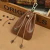 Cartera Antigua Chaoke Vintage para Hombres y Mujeres de Cuero Crazy Horse Hecha a Mano Bolso de Plata Triturada Creativo Bolso de Monedas con Cordón Bolso Colgante de Cuero Puro