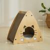 Ninho Quadrado de Papelão Ondulado para Gatos Villa com Placa Arranhador de Madeira Substituível Cama para Gatos Economizador de Espaço Vertical Camada Dupla