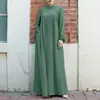 Fábrica de Origen Aliexpress Moda Femenina Transfronteriza Cárdigan con Cuello Alto y Bolsillos Mangas Abullonadas Vestido Verde
