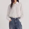 En stock fabricante mayorista 2026 modelo nuevo color liso encaje bordado floral manga larga holgada camisa para mujer