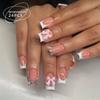 Peças de Unha Quentes Transfronteiriças Estilo Europeu e Americano Manicure Francesa Patch Pó Cor de Contraste Preto Explosões de Comércio Exterior Unhas Postiças Produtos Acabados