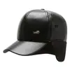 Sombreros para hombres de mediana edad y ancianos sombreros de cuero gorra de pico de pato de invierno para hombres sombrero cálido de abuelo sombrero de papá con protección para los oídos